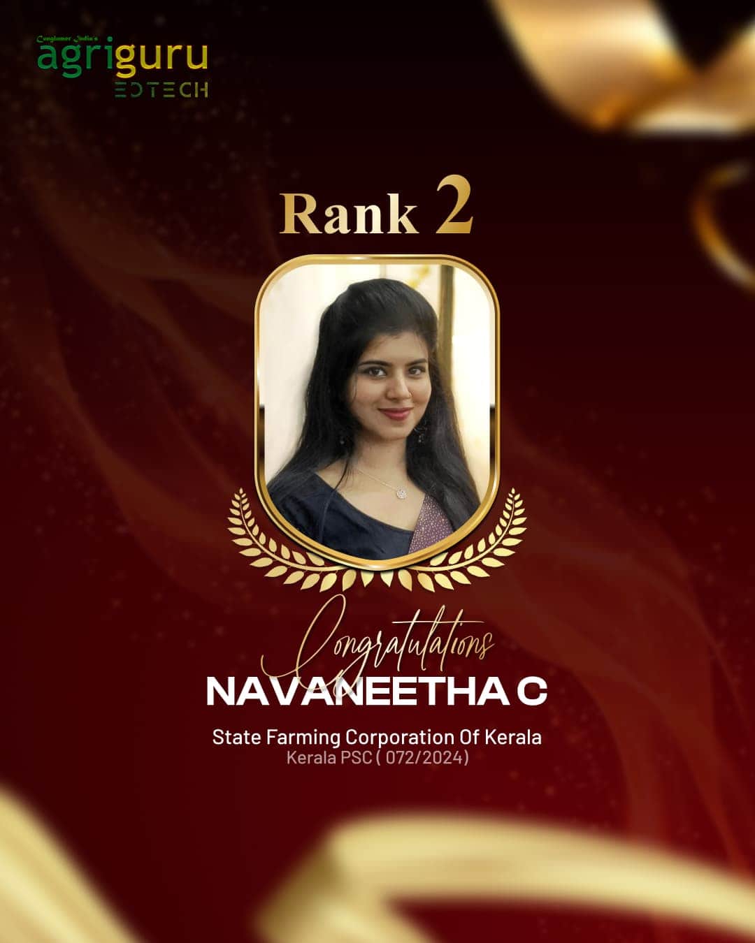 Navaneetha C, Rank 2 in State Farming Corp. 2024