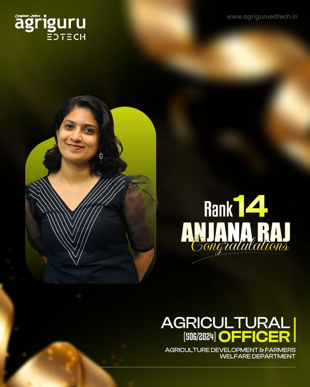Anjana Raj - Rank 14 in Kerala PSC AO 2024