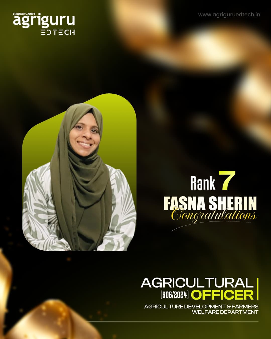 Fasna Sherin - Rank 7 in Kerala PSC AO 2024