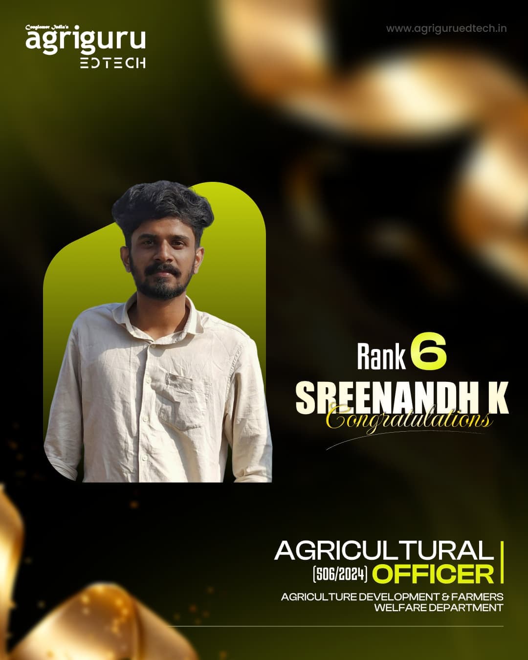 Sreenandh K - Rank 6 in Kerala PSC AO 2024