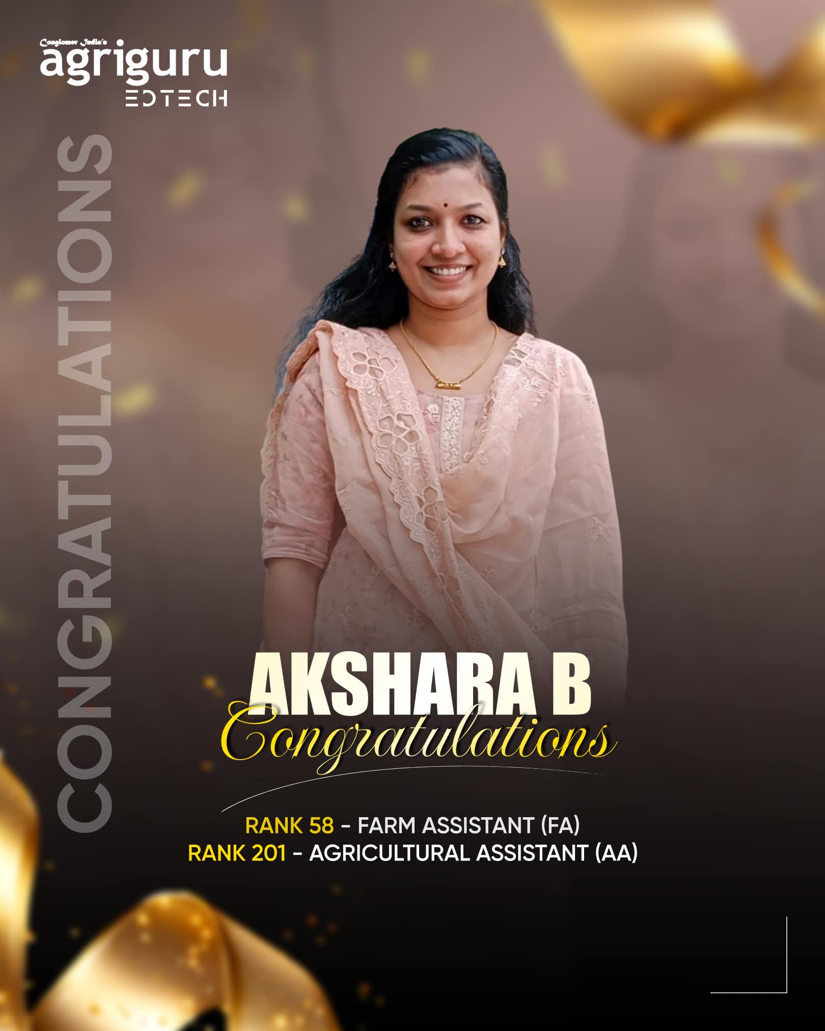 Akshara B - Selected in Kerala PSC Farm Assistant 2024