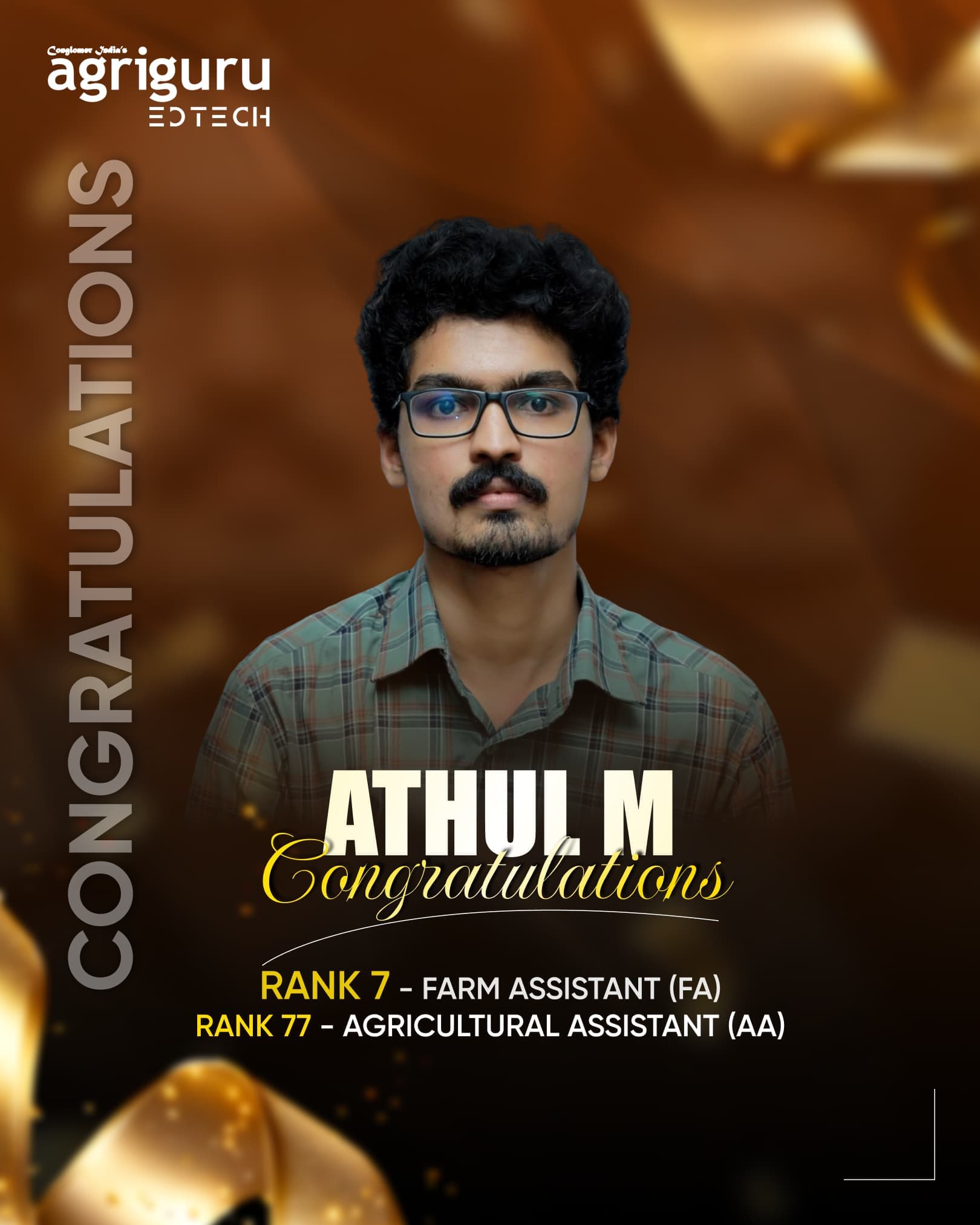 Athul M - Selected in Kerala PSC Farm Assistant 2024
