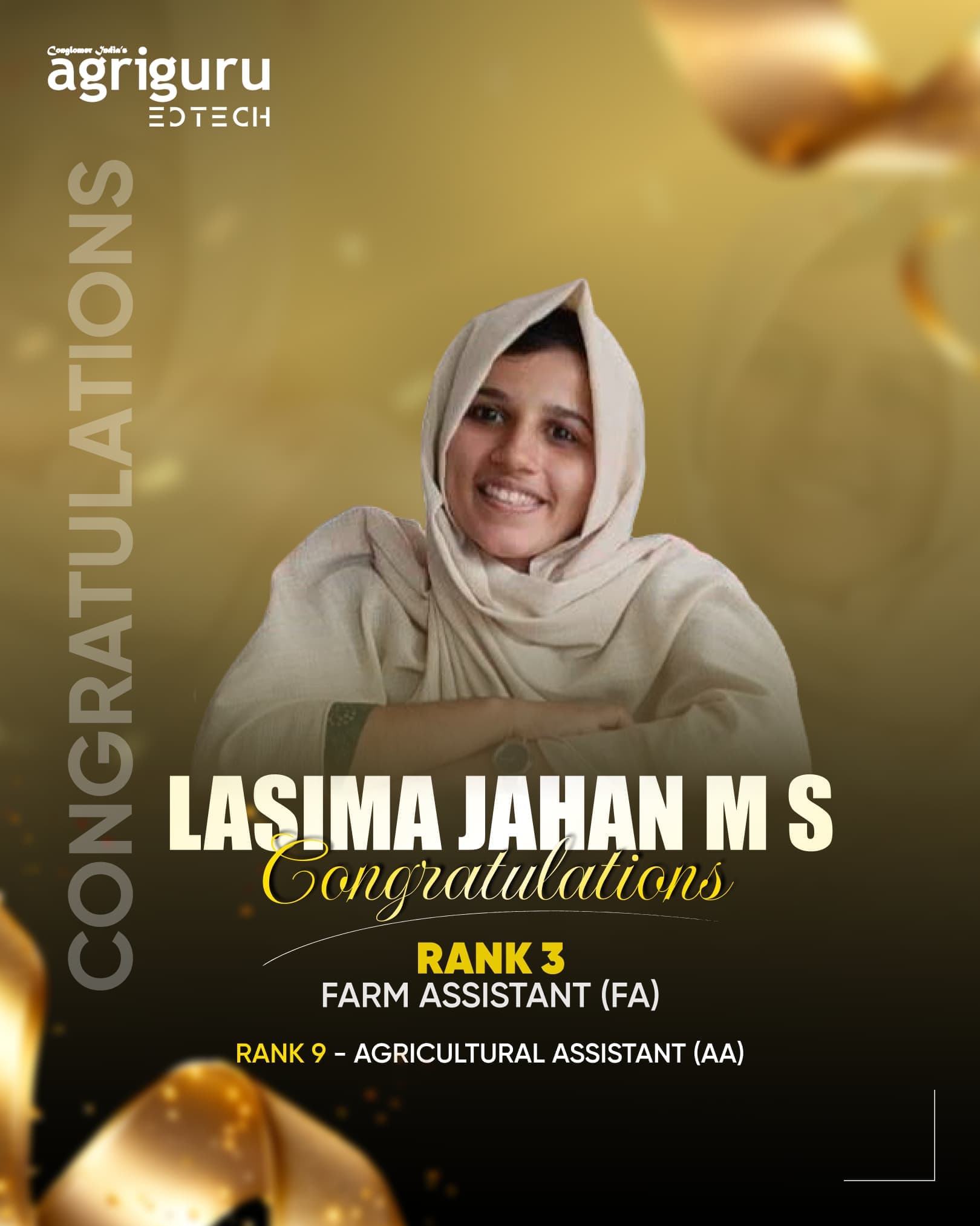 Lasima Jahan M S - Selected in Kerala PSC Farm Assistant 2024