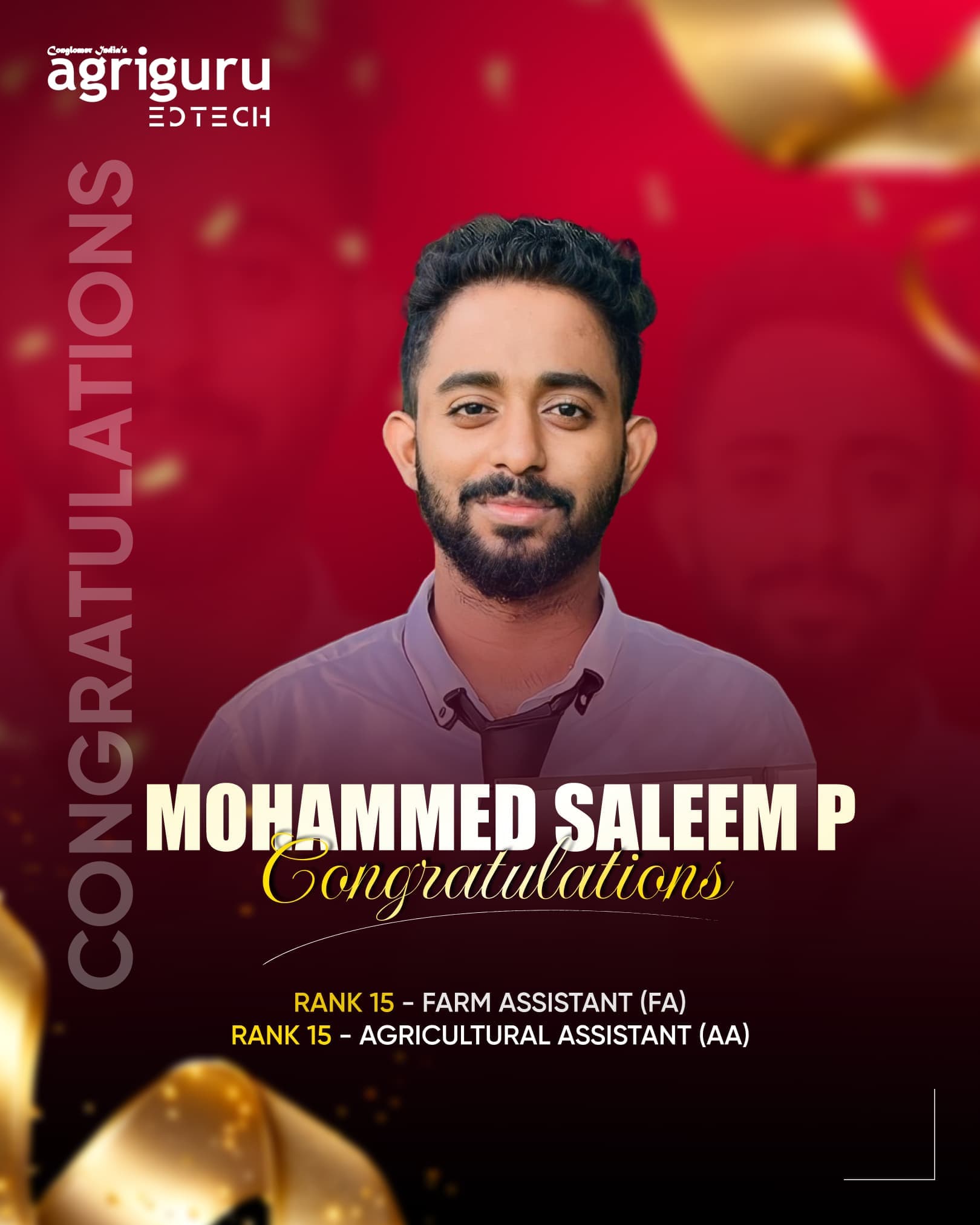Mohammed Saleem P - Selected in Kerala PSC Agricultural Assistant 2024