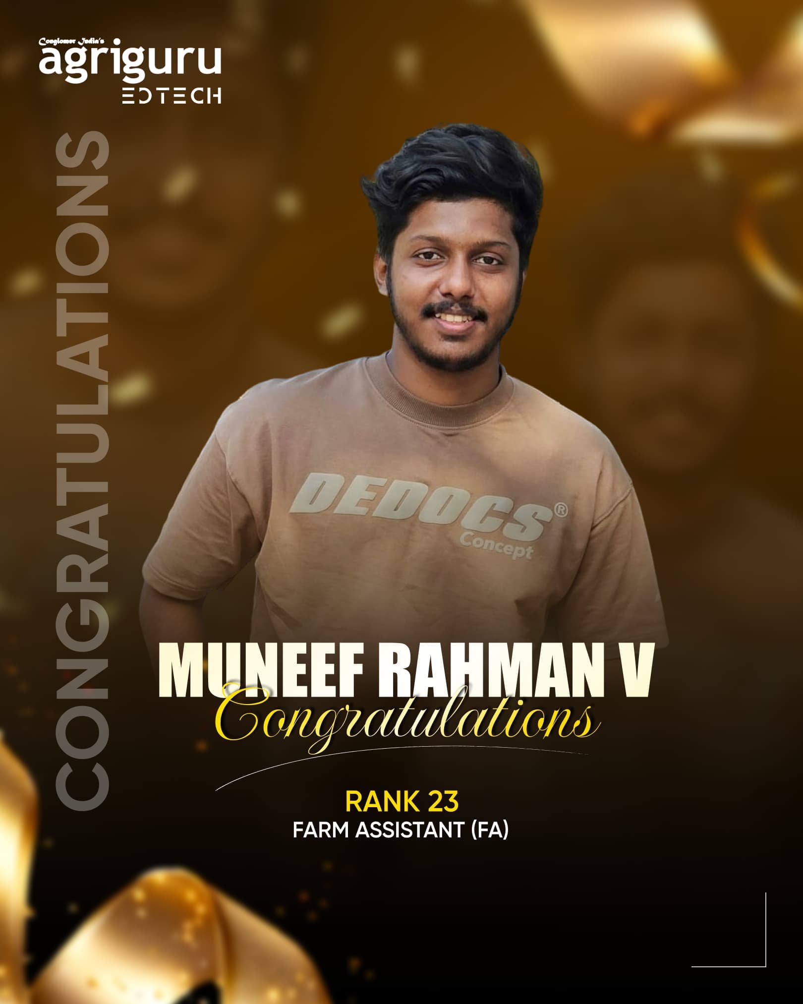 Muneef Rahman V - Selected in Kerala PSC Farm Assistant 2024