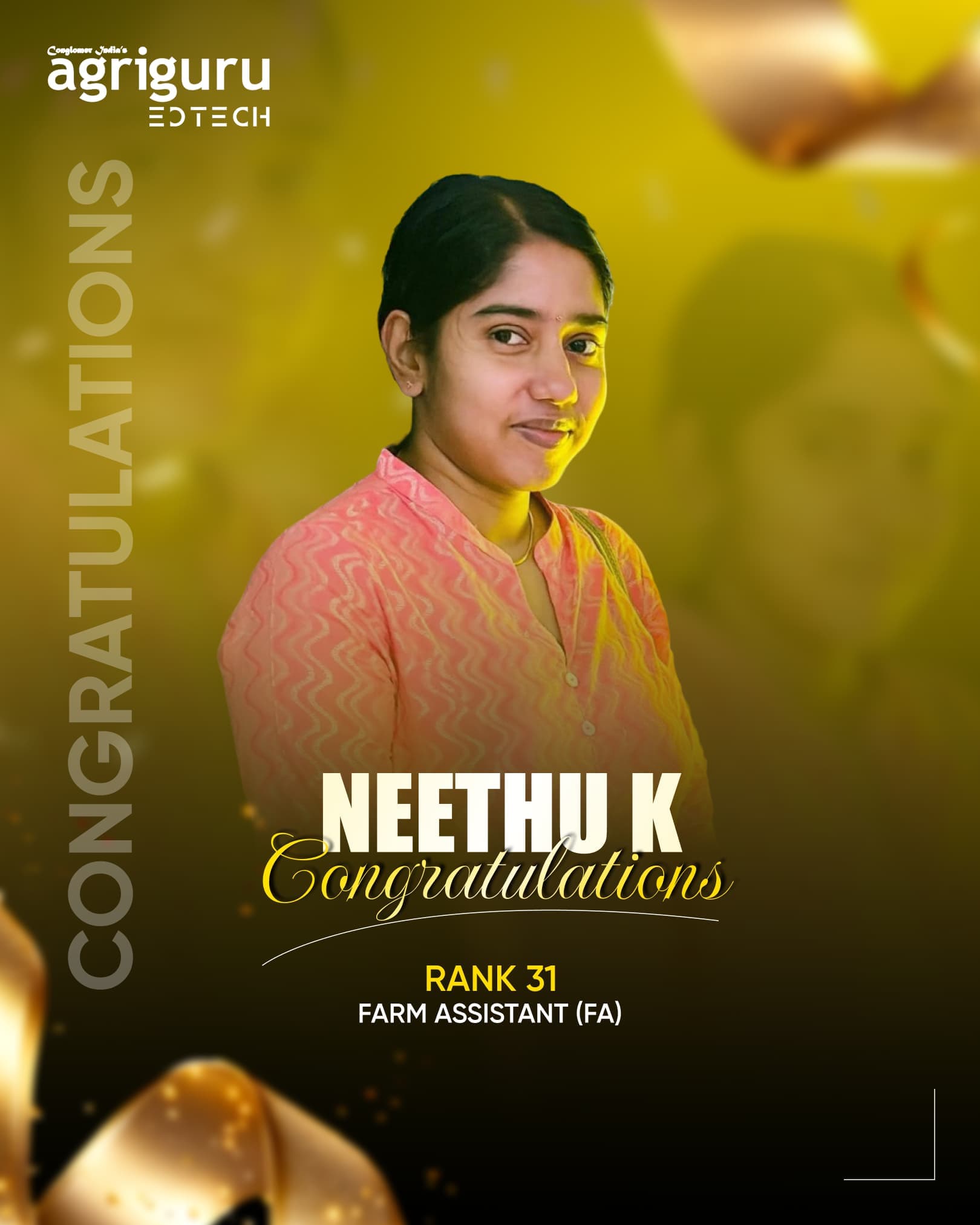 Neethu K - Selected in Kerala PSC Farm Assistant 2024