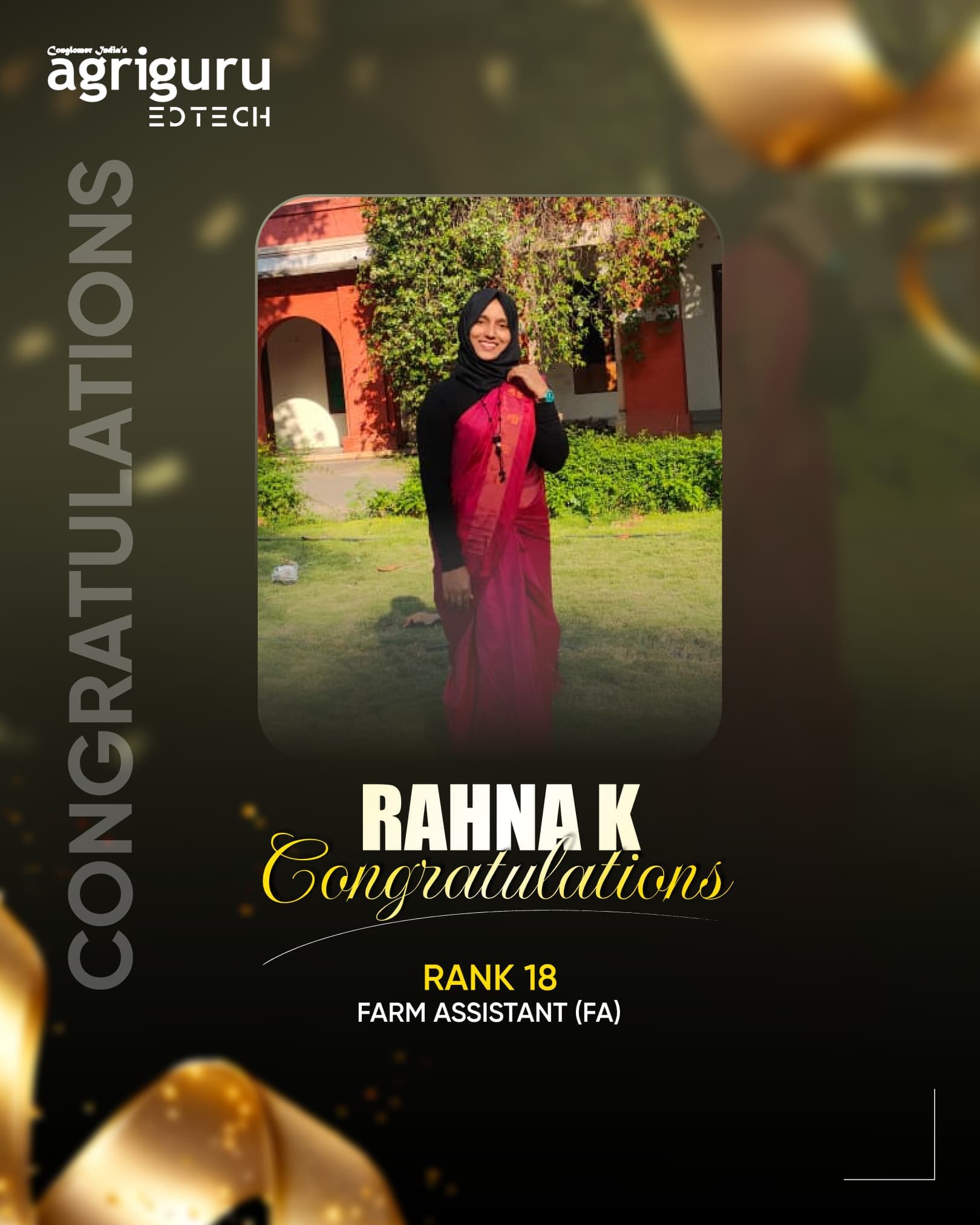 Rahna K - Selected in Kerala PSC Farm Assistant 2024