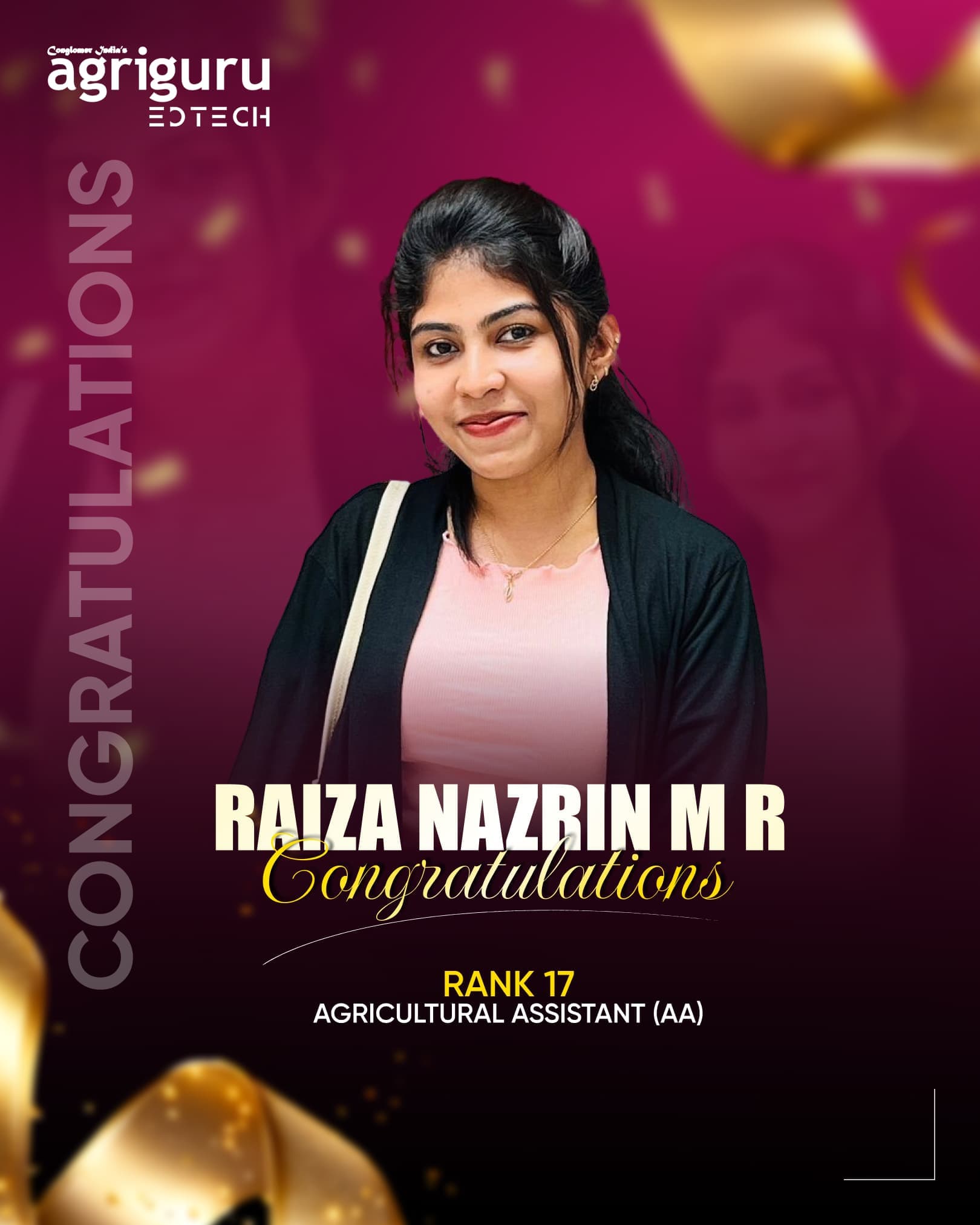 Raiza Nazrin M R - Selected in Kerala PSC Agricultural Assistant 2024