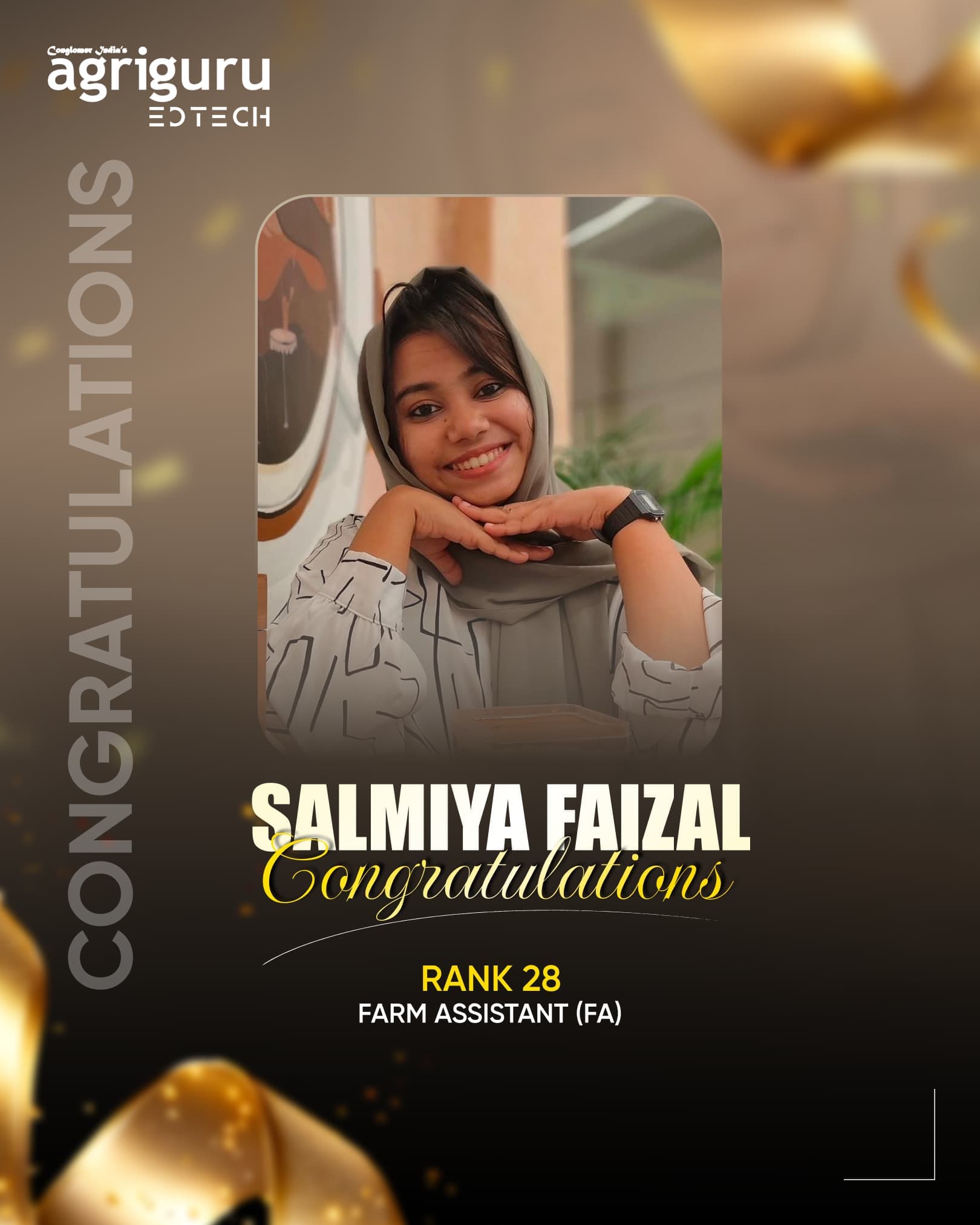 Salmiya Faizal - Selected in Kerala PSC Farm Assistant 2024