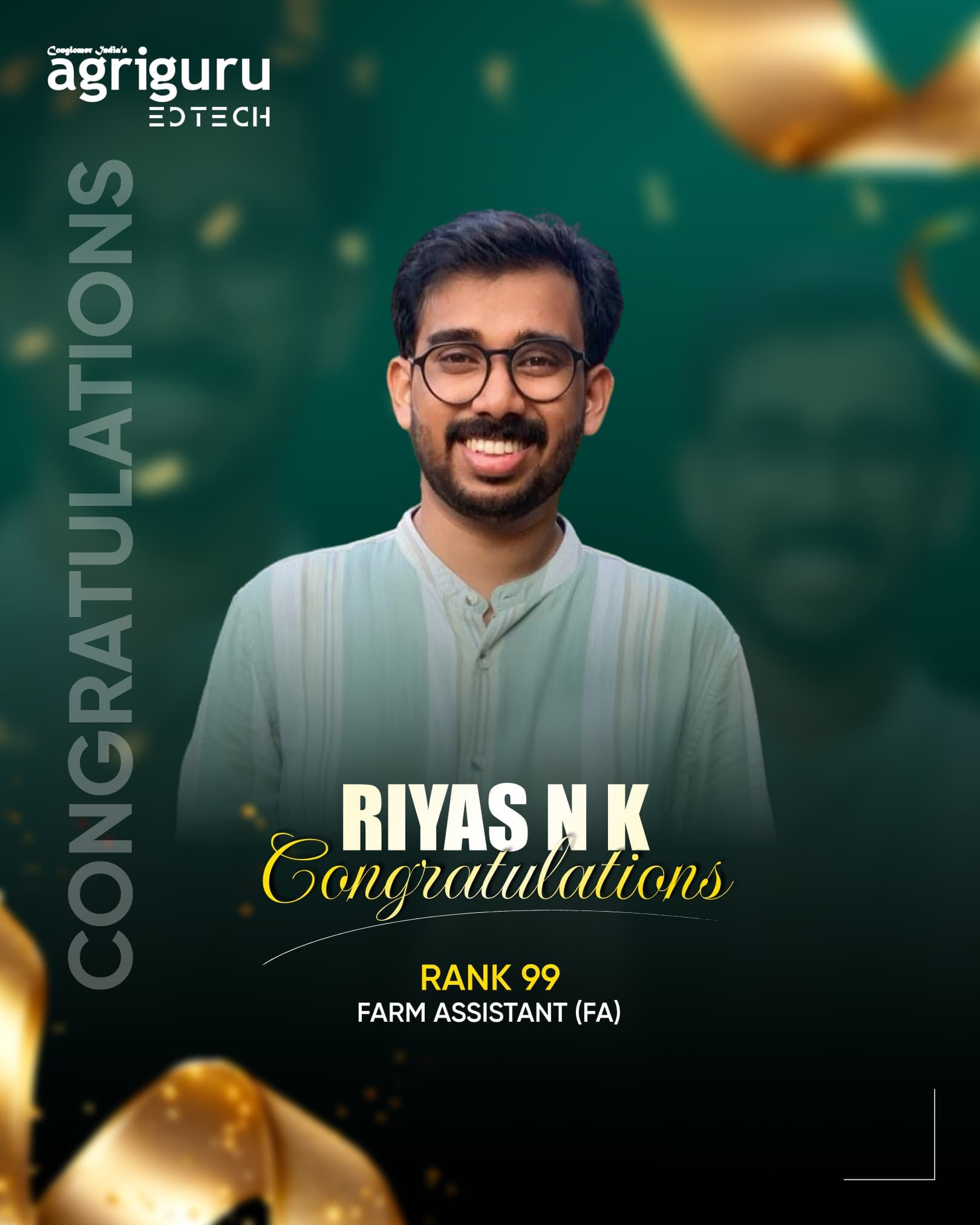 Riyas N K - Selected in Kerala PSC Farm Assistant 2024
