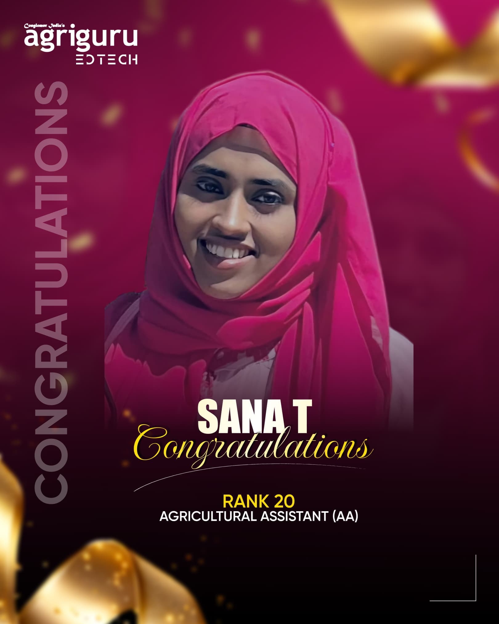 Sana T - Selected in Kerala PSC Agricultural Assistant 2024